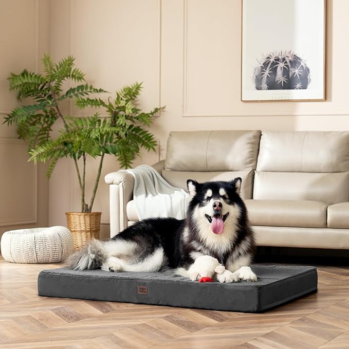 EHEYCIGA Orthopedic Medium XL XXL Dog Beds for Medium Large Extra Large Dogs with Removable Washable Cover for Crate,Grey, 36 * 27 * 3.5 inches