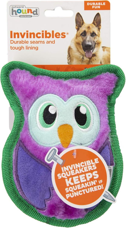Outward Hound Durablez Minis – Squeaky Plush Dog Toy, No Stuffing for Less Mess, Interactive & Tough, Jumbo Squeaker, Puppies & Small Dogs, Owl, 5.8", (Pack of 2)