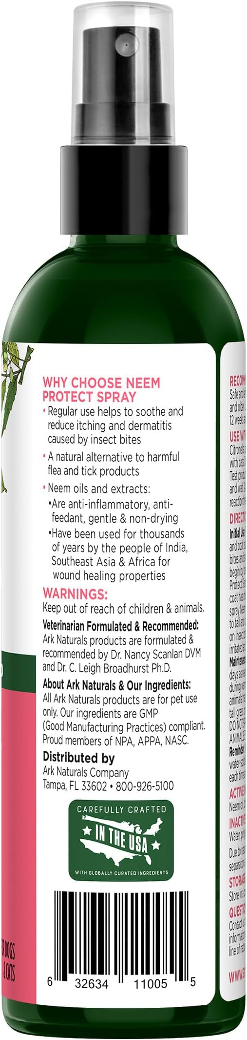 ARK NATURALS Neem Protect Spray, Relieves Itching and Irritation on Cats and Dogs, 8oz Spray Bottle,Whites & Tans