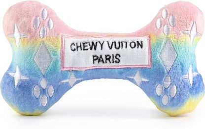 Haute Diggity Dog Chewy Vuiton Bone Plush Squeaky Dog Toy, Soft Durable Designer-Inspired Stuffed Puppy Chew Toys for Small & Medium Dogs, Machine-Washable (Pink Ombre) Large