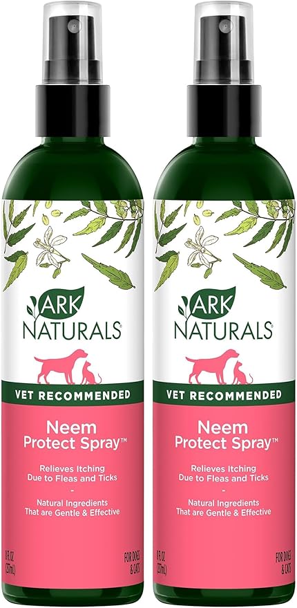 ARK NATURALS Neem Protect Spray, Relieves Itching and Irritation on Cats and Dogs, 8oz Spray Bottle,Whites & Tans (Pack of 2)