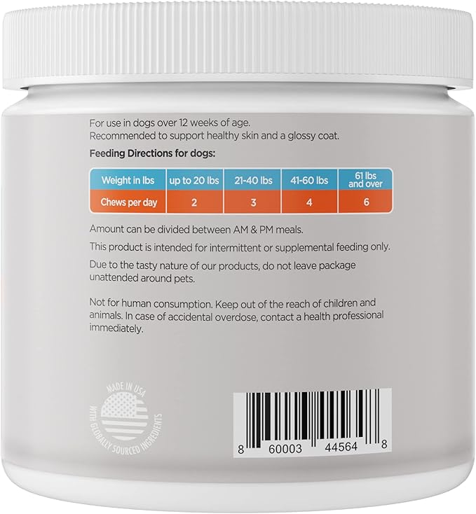 PawMedica Omega 3 for Dogs, Dog Skin and Coat Supplement with Fish Oil Love Helps with Dog Dry Skin, Omega 3 6 9 Vitamin Chews for Dog Allergies