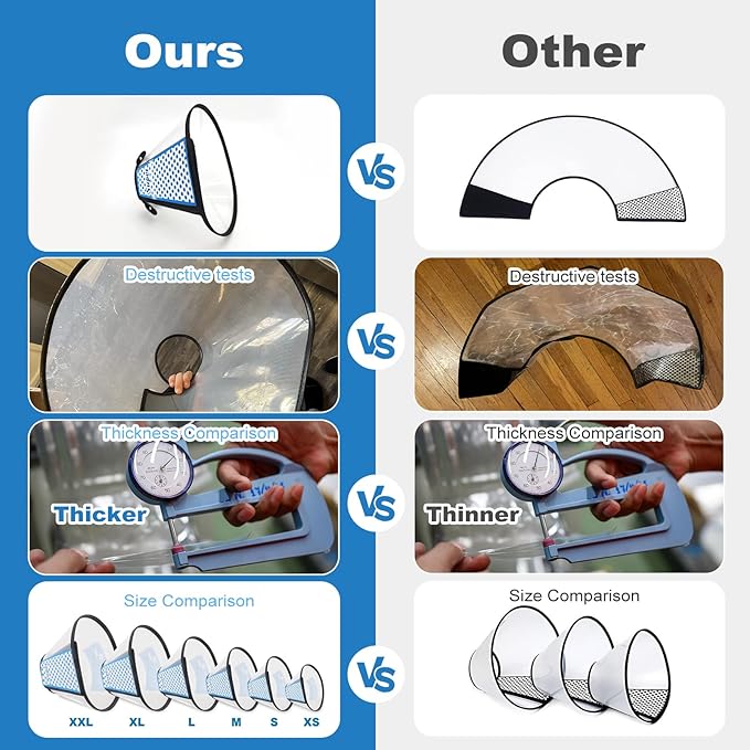Supet Dog Cone Collar to Stop Licking, Comfortable Elizabeth Recovery Collar for Large Medium Dogs After Surgery, Soft Pet Neck Head Cone Alternative（L）