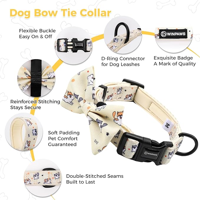 Dog Harness and Leash Collar Set with Dog Poop Bag Holder and Bandanas, Escape Proof Adjustable Puppy Cat Vest with Soft Mesh Padded, Pet Supplies for Small Medium Large Dogs Kitten(Yellow Puppy,XS)