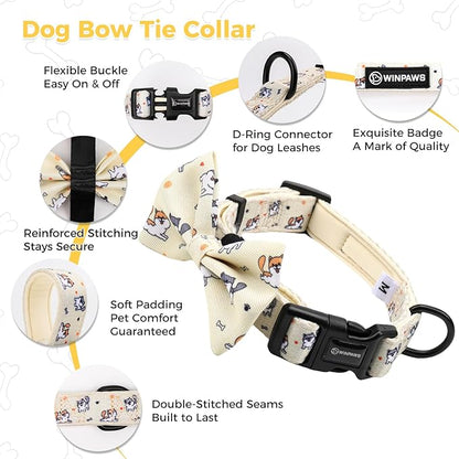 Dog Harness and Leash Collar Set with Dog Poop Bag Holder and Bandanas, Escape Proof Adjustable Puppy Cat Vest with Soft Mesh Padded, Pet Supplies for Small Medium Large Dogs Kitten(Yellow Puppy, S)