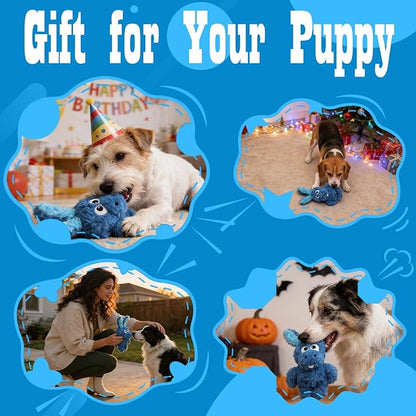 Donkey Squeaky Dog Toys to Keep Them Busy, Stuffed Plush Dog Toy Birthday Gift Crinkle Pet Puppy Tug Toy for Small Medium Large Dogs(Blue)
