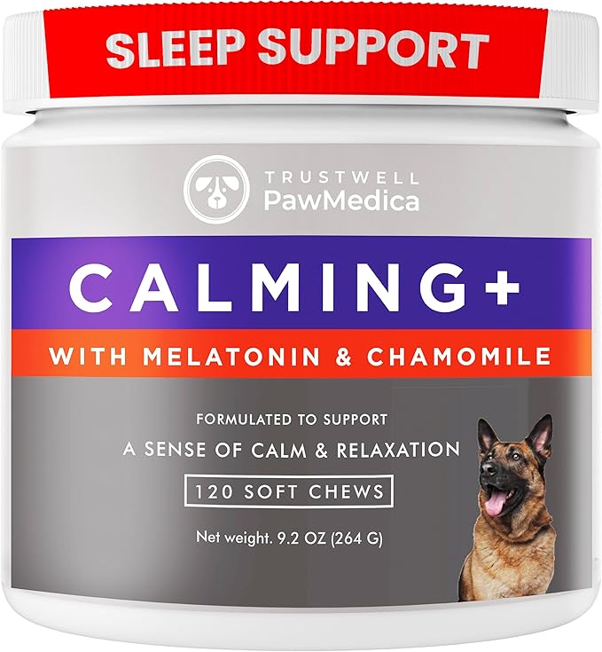 PawMedica Calming Chews for Dogs - Dog Sleep Supplement Melatonin for Dog Anxiety - Recommended Dog Calming Treats for Separation Anxiety and Barking Stress - Dog Melatonin Calming Bites for Fireworks