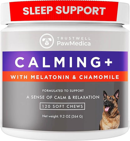 PawMedica Calming Chews for Dogs - Dog Sleep Supplement Melatonin for Dog Anxiety - Recommended Dog Calming Treats for Separation Anxiety and Barking Stress - Dog Melatonin Calming Bites for Fireworks