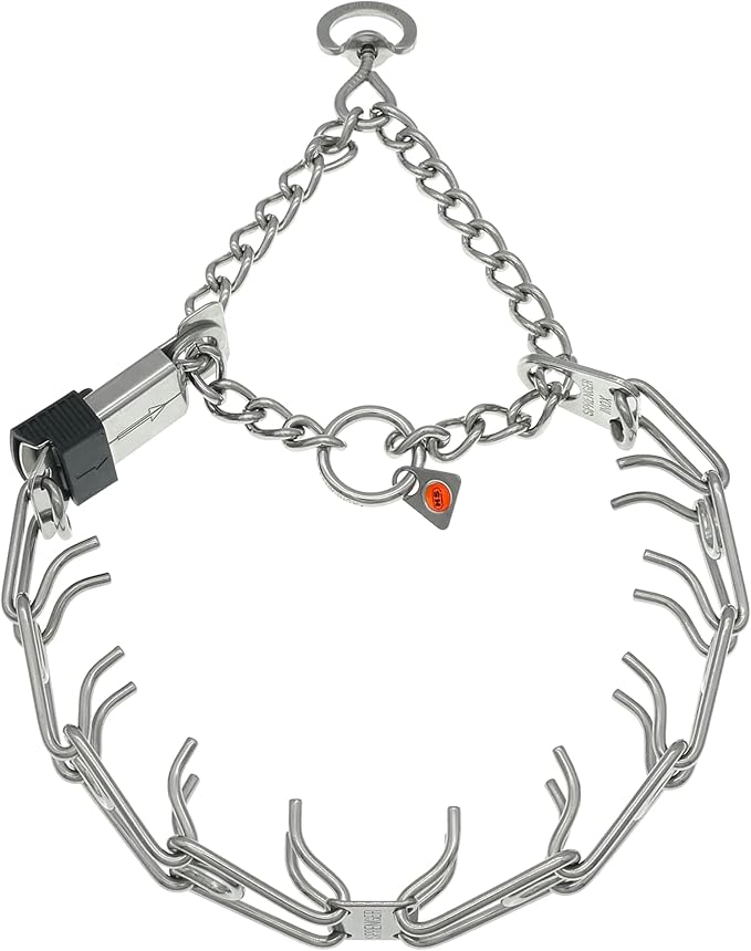 Herm Sprenger Prong Dog Collar with Quick Release ClicLock Buckle for Small Medium Large Dogs Stainless Steel Training No-Pull Collar for Dogs Made in Germany (23in x 3.2mm)