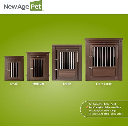 New Age Pet ECOFLEX InnPlace Dog Crate & End Table, Indoor Furniture Style Pet Kennel for Small, Medium, Large & XL Dogs, Durable Composite, Russet Brown, Medium