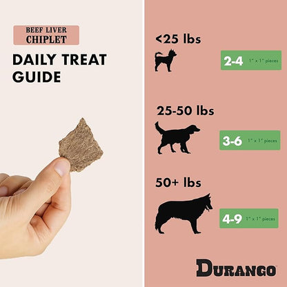 Durango Chiplet Beef Liver Dog Treats | 82% Real Beef Liver, Flat Baked High-Protein Training Snacks, Limited-Ingredient, Made in USA, 4 oz