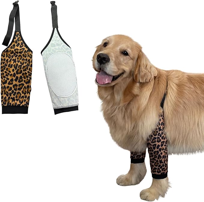 HDKUW Dog Elbow Protector, Dog Front Leg Recovery Sleeve for Prevent Licking Wound, Elbow Sleeves with Mesh Pad for Medium Large Dogs