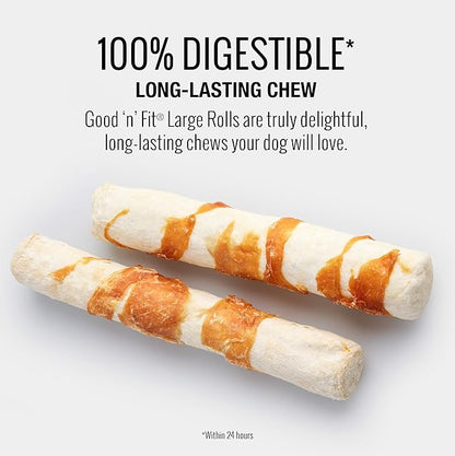 Good ‘n’ Fit Rolls Made with Real Venison, 2 Large Rolls, Treat Your Dog to a Long-Lasting and Highly Digestible Rawhide Chew