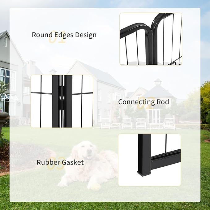 FDW Dog Playpen Dog Pen Dog Kennel 32 Panels 32 Inch Height Indoor Outdoor Folding Metal Portable Puppy Exercise Pen Heavy Duty Dog Fence for Yard Camping,Black