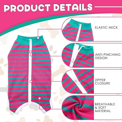Dog Recovery Suit, Puppy Surgical Pajamas Bodysuit for Dogs Cats After Spay Neuter Surgery Abdominal Wound Bandages, Striped Onesie Pant for Shedding Skin Disease, Anti-Licking Cone Alternative S