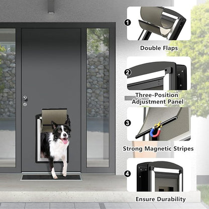 Doggie Door for Door. Doggy Door with Steel Frame and Double Flaps, Energy Efficient Pet Door(Pets Up to 40LB)-Medium.