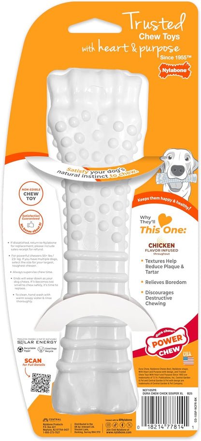 Nylabone Textured Knuckle Bone Power Chew Toy for Dogs, Durable & Tough Dog Toys for Aggressive Chewers, Chicken Flavor, X-Large - 50+ lbs, 1 Count