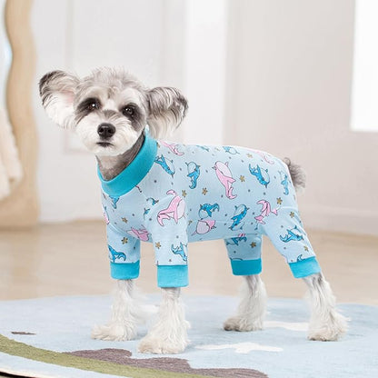 Dog Recovery Suit for Surgery Small Medium Dogs Onesie, Cute Soft Dog Pajamas Bodysuit Cone Alternative Prevent Licking Recovery Suit Female Male (Dolphins, Medium)