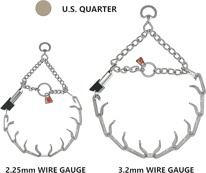 Herm Sprenger Prong Dog Collar with Quick Release ClicLock Buckle for Small Medium Large Dogs Stainless Steel Training No-Pull Collar for Dogs Made in Germany (23in x 3.2mm)