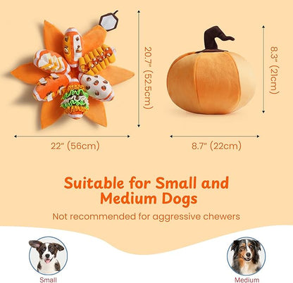 Nocciola Pumpkin Puzzle Dog Toys, Snuffle Interactive Dog Toy for Small Dogs, Puppy Squeaky Toy with Crinkle Papers, Hide and Seek Toy for Boredom