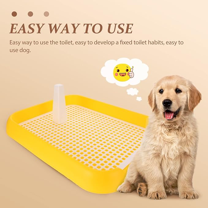 Indoor Dog Potty Tray - Mesh Dog Training Toilet Plastic Potty Tray Puppy Toilet -Slide Training Holder for Small and Medium s (Yellow)