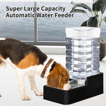 RIZZARI Stainless Steel Pet Water Feeder: 10L Gravity Leak-Proof Auto Refill Water Dispenser - Non-Slip Base- Without Filter -Easy Clean - for 40-60 LB Dogs- Home/Office/Travel