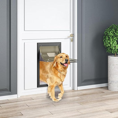 Extra Large Dog Door, XL Dog Door with 2 Self-Closing Insulated Flaps for Extreme Weather, Heavy Duty Aluminum XXL Dogs Doors for Pets Up to 230LBS, for Interior & Exterior Doors, X-Large, Black