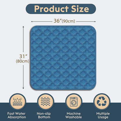 FunFurry Washable Pee Pads for Dogs - 2 Pack Reusable Pee Pads，Waterproof Puppy Pads，Pet Training Pads，Super Absorbent with Dog Paw Shape Non-Slip Backing (Blue, 31" X 36" - 2 Pack)