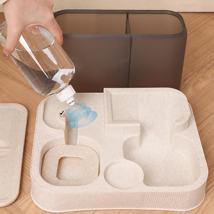 Practical Dogs Water Food Bowl Dispenser for Pet Lovely 2 in 1 Feeder Container Dispenser