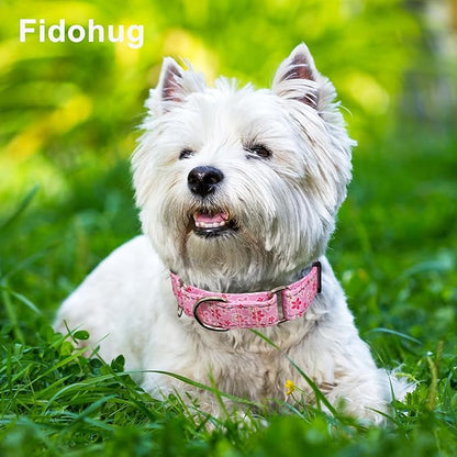 Reflective Martingale Collar for Dogs with Quick Release Buckle Cute Girl Female Flower Dog Collars (Pink Floral, Medium)