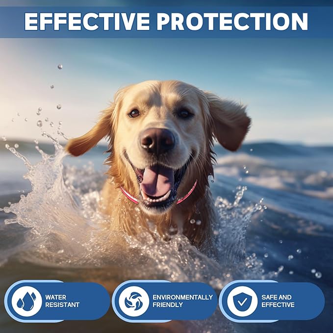 4 Pack Flea and Tick Collar for Dogs- 32 Months Fleas and Ticks Treatment - Water Resistant Dog Flea Collars for Puppy Small Medium Large Dog- Red & White