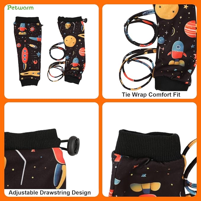 PetWarm Dog Recovery Sleeve 4pcs Set, Dog Leg Sleeve, Ideal for Comfort and Support During Pet Recovery, Suitable for Active or Support Recoverying Pet Use, Black Gold, L