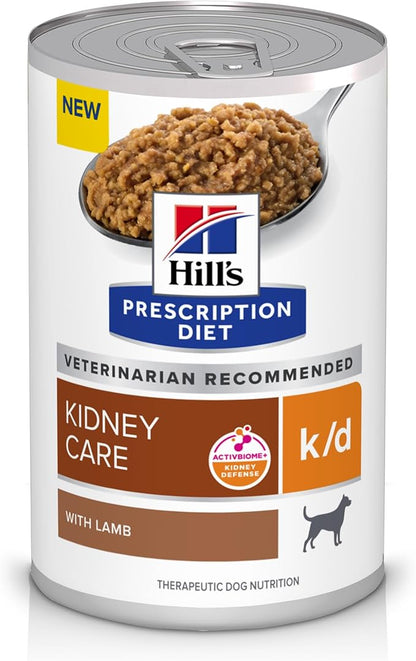 Hill's Prescription Diet k/d Kidney Care Wet Dog Food, Lamb, 13 oz. Cans, 12-Pack