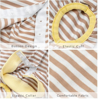 Dog Recovery Suit After Surgery,Spay Neuter Clothes for Female Dogs,Small Medium Dog Shirt,E-Collar Cone Alternative,Prevent Licking Wound Dog Onesie,Pet Surgical Suit(Brown White Stripe-l)