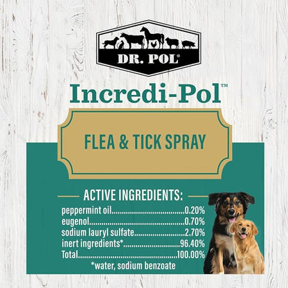 Dr. Pol Incredi-Pol Flea & Tick Spray | Fast-Acting Pest Control for Dogs | Helps Repel & Eliminate Fleas, Ticks & Larvae | Safe & Effective Formula | 16 oz