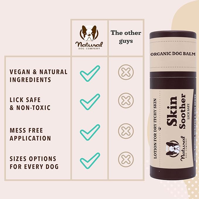 Natural Dog Company Skin Soother Balm for Skin Irritation, Allergy and Itch Relief for Dogs, Hot Spot Treatment, Dog Moisturizer for Dry Skin, Healing Ointment with Coconut Oil & Vitamin E, 2 oz Stick