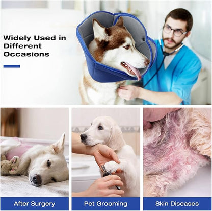 Soft Dog Cone Collar Alternative to Stop Licking,Comfort Recovery Collar for Large, Medium,Small Dogs,Cat,Adjustable Elizabethan Collar Alternative,Dogs Recovery Collar After Surgery,Blue,S