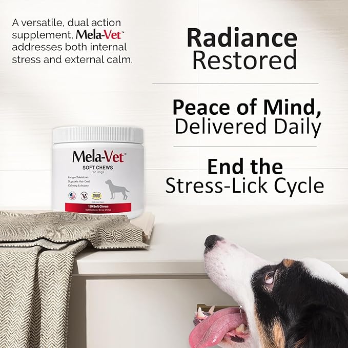 Melatonin Calming Soft Chews for Dogs, Vet-Formulated to Provide Relaxation & Anxiety Relief, Helps Reduce Stress & Tension-Supports Healthier Skin & Coat.120 Tasty Soft Chews.