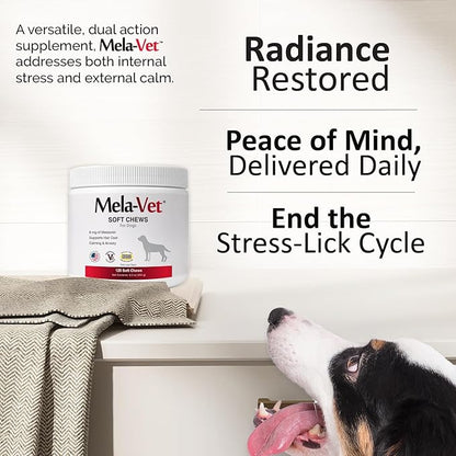 Melatonin Calming Soft Chews for Dogs, Vet-Formulated to Provide Relaxation & Anxiety Relief, Helps Reduce Stress & Tension-Supports Healthier Skin & Coat.120 Tasty Soft Chews.