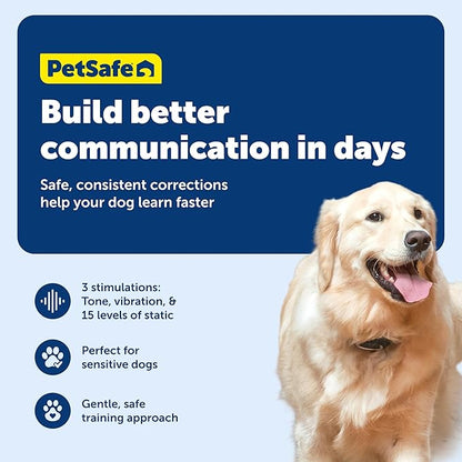 PetSafe 600 Yard Lite Remote Training Collar – Smaller Version for Small or Medium Dogs – Choose from Tone, Vibration, or 15 Levels of Static Stimulation – Medium Range for Training Off Leash Dogs