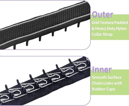 Martingale No Pull Dog Collar for Large Medium Dogs Training Walking, Heavy Duty Nylon Reflective Adjustable Anti Pull Slip Collar with Buckle L Black