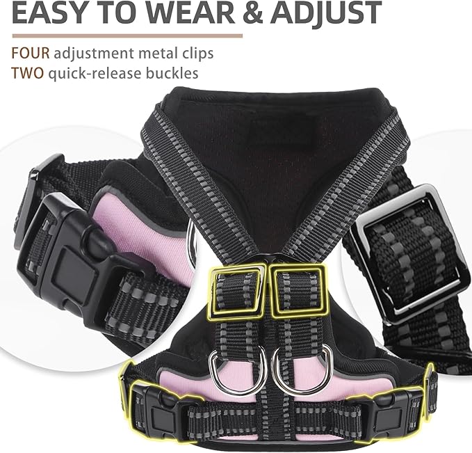 PUPTECK Dog Harness and Leash Set Small Sized, Adjustable Reflective Escape Proof Puppy Vest, No Pull Walking Harness Easy Control