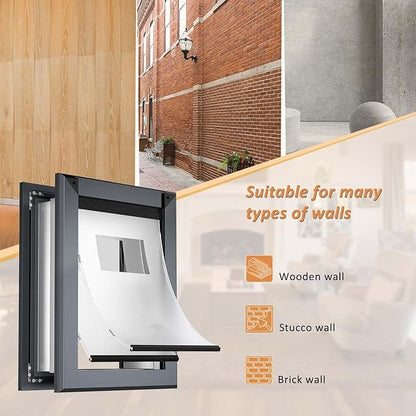 FreeStanding XL Dog Door for Wall, Extra Large Dog Door with Heavy Duty Aluminum Frame, Telescoping Tunnel, Double Magnetic Flaps and Double Sliding Lock Panels, Up to 220lbs, X-Large, Smoky Gray