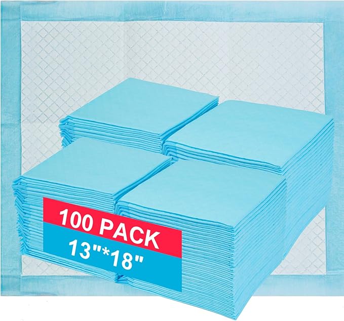 Bolux Dog and Puppy Training Pads, 13”×18” Disposable Dog Pee Pads, 100/Counts Ultra Absorbent & Leak-Proof Pet Underpads, Dry Quickly Pee Pad for Dog Cats Rabbits or Other House Training Pet