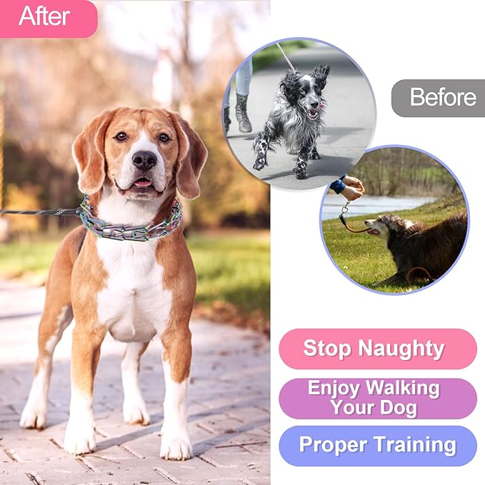 Supet Martingale Collar for Dogs, Adjustable Dog Training Collar with Quick Release Buckle for Small Medium Large Dogs Rainbow