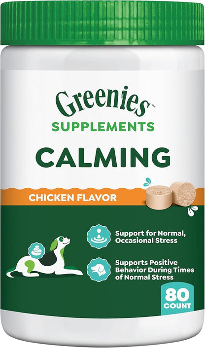 Greenies Supplements Calming Chews for Dogs Chicken Flavor, Dog Calming Chews, 14.7 oz. Container of 80 Count