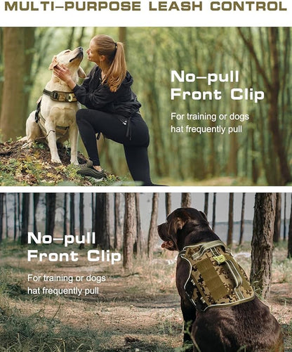 Small Dog Harness, Heavy Duty Tactical No Pull Dog Harness, No Choke, Easy On and Off Pet Vest with Molle System, Adjustable Reflective Dog Vest with Breathable Padded for Walking Hiking Training