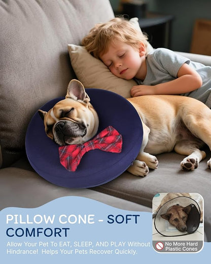MIDOG Dog Cone Collar for Large Medium Dogs, Soft Inflatable Dog Cone Alternative After Surgery, Adjustable Protective Recovery Cone - Alternative E Collar Does Not Block Vision (Bow Tie,M)