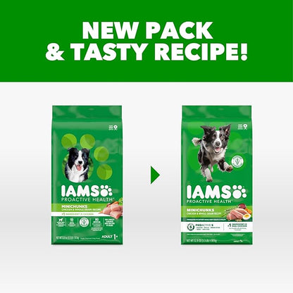 IAMS Proactive Health Adult Minichunks Premium Dry Dog Food, Adult Dog Food Dry Recipe, 3.3 lb.