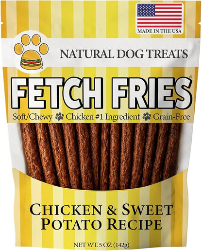 Chicken and Sweet Potato Dog Treats, Soft Chicken Jerky for Small and Large Breeds, Naturally Healthy, Made in The USA (5 oz)